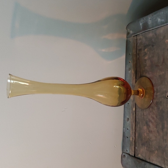 Accents Vintage Amber Gold Glass Tall Pedestal Bud Vase 11in Poshmark